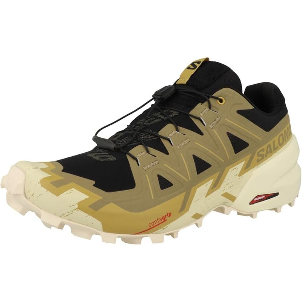 NWT Salomon Men Speedcross 6,  Black/Cress Green/Transparent Yellow-Size 9